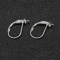 Silver 925 Sterling Silver Hoop Earrings, Leverback Earrings, Silver, Tray: 3mm, 15x9x4mm, Pin: 0.6mm