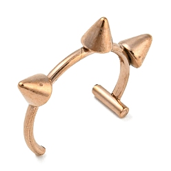 Rose Gold Ion Plating(IP) 304 Stainless Steel Cone Beaded Cuff Earrings, Non Piercing Earrings, Rose Gold, 12.5x15x3mm