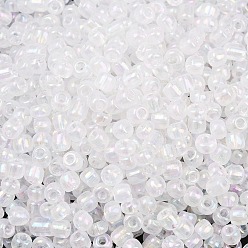 Прозрачный 6/0 стакан бисер, сделка цветов радуги, круглые, прозрачные, 4 мм, отверстие : 1.5 мм, Около 1000 шт / 100 г