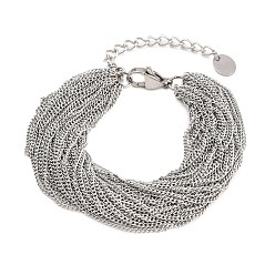 Нержавеющая Сталь Цвет 304 Многорядные браслеты из нержавеющей стали в кубинской цепочке для женщин, цвет нержавеющей стали, 6.69 дюйм (17 см)