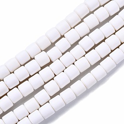 White Polymer Clay Bead Strands, Column, White, 5~7x6mm, Hole: 1.5~2mm, about 61~69pcs/strand, 15.74 inch