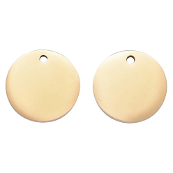 Golden 304 Stainless Steel Pendants, Manual Polishing Double Sided, Blank Stamping Tags, Flat Round, Golden, 20x1.8mm, Hole: 1.8mm