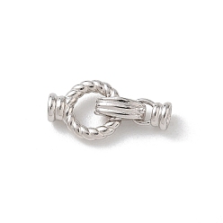 Plaqué Platine Véritable 925 fermoirs pliables en argent sterling, anneau rond torsadé, crémaillère plaquage, plaqué longue durée, Platine plaqué, 18mm, Trou: 3x1mm