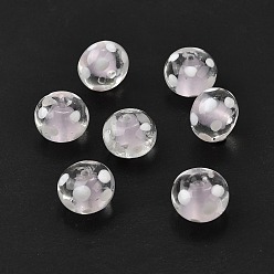 Лавандовый румянец Бусины лэмпворк , рондель с горошком, лавандовый румянец, 11~12x8~9 мм, отверстие : 1.4~2 мм