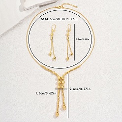 Золотой Комплекты серег и ожерелий из латунных бусин в стиле Ближнего Востока для женщин, золотые