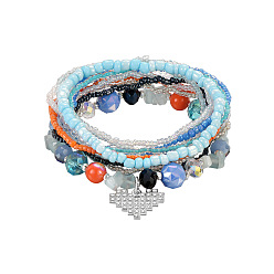 61178051F Trendy Bohemian Cute Pendant Bracelet Multilayer Beaded Bracelet Women's Hand Jewelry