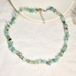 Amazonite Beachy Purple Crystal Collar Necklace for Women - Unique Stone Chips and Beads Jewelry