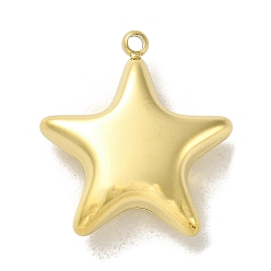 Real 14K Gold Plated 304 Stainless Steel Pendants, Star Charm, Real 14K Gold Plated, 23x21x6.5mm, Hole: 1.8mm