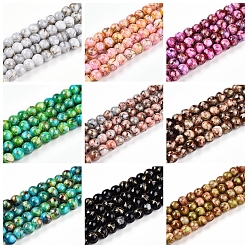 (52) Непрозрачная лаванда Выпечки нарисованных стеклянных бусин прядей, волочильных стиле, круглые, разноцветные, 6~6.5 мм, отверстие : 1 мм, около 139~162 шт / нитка, 29.53~34.25 дюйм (75~87 см)