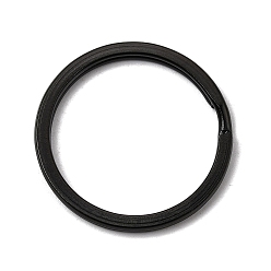 Черный 304 брелоки из нержавеющей стали сплит, брелок для ключей, ионное покрытие (ip), чёрные, 25x2 мм, внутренний диаметр: 21 мм