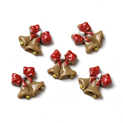 Camel Christmas Opaque Resin Cabochons, Christmas Bell with Red Bowknot, Camel, 20x19x5mm