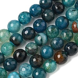 чирок Природный агат бисер нитей, окрашенная и подогревом, граненые, круглые, зелено-синие, 10 мм, отверстие : 0.8 мм, около 37 шт / нитка, 14.96'' (38 см)