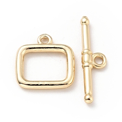 Light Gold Rack Plating Brass Toggle Clasps, Cadmium Free & Lead Free, Long-Lasting Plated, Rectangle, Light Gold, Rectangle: 12.5x12x1.8mm, Hole: 1.4mm, Bar: 20x5x2mm, Hole: 1.6mm