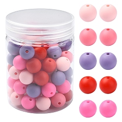 (52) Непрозрачная лаванда Розовая тема 90 шт. 5 цвета пищевые экологически чистые силиконовые бусины, изготовление ожерелий diy, круглые, разноцветные, 9~12 мм, отверстие : 2 мм, 18 шт / цвет