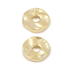 Настоящее золото 14K Spacer бисер латунные, волнистых плоские круглые, реальный 14 k позолоченный, 4x1 мм, отверстие : 1 мм