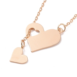 Light Gold 302 Stainless Steel Heart Puzzle Pendant Lariat Necklaces, Lariat Y Necklace with Cable Chains for Women, Light Gold, 18.50 inch(47cm)