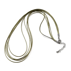 Светло-зеленый Коричневый 1мм вощеный шнур 5-образное ожерелье, с латунными выводами и 304 застежками из лобстера из нержавеющей стали, платины и нержавеющая сталь цвет, оливковый, 18.90 дюйм (48 см)