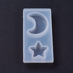 White Silicone Molds, Resin Casting Molds, For UV Resin, Epoxy Resin Jewelry Making, Star & Moon, White, 73x36x10.5mm, Inner size: 17~29mm