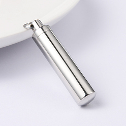 Stainless Steel Color 304 Stainless Steel Openable Pendants, Column, Stainless Steel Color, 37x9mm, Hole: 6mm