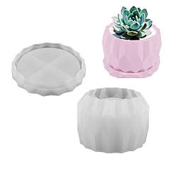 White DIY Round Vase & Tray Silicone Molds, Resin Casting Molds, for UV Resin, Epoxy Resin Craft Making, White, 97~98x17~64mm