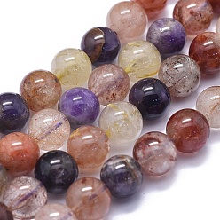 Rutilated Quartz Natural Rutilated Quartz Beads Strands, Round, 12mm, Hole: 1mm, about 32pcs/strand, 15.3 inch(39cm)