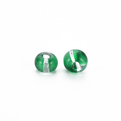 Green 6/0 Transparent Two Tone Glass Seed Beads, Round Hole, Flat Round, Green, 3.5~5.5x2~6.5mm, Hole: 1~1.2mm, about 450g/Pound