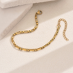 Золотой Панк-стиль ретро 201 браслеты из нержавеющей стали с цепочкой для женщин, золотые, внутренний диаметр: 6-3/4 дюйм (17 см)