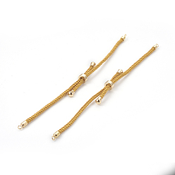 Goldenrod Adjustable Nylon Cord Slider Bracelet Making, with Brass Findings, Long-Lasting Plated, Real 24K Gold Plated, Goldenrod, 8-5/8 inch(22cm), 2~3.5mm, Hole: 1.5mm