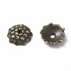 Antique Bronze Tibetan Style Bead Caps, Lead Free & Cadmium Free, Flower, 11x3.5mm, Hole: 2mm