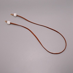 Brun Saddle Sangle de sac à chaîne en cuir pu, avec perles de résine et fermoirs en alliage, accessoires de remplacement de sac, selle marron, 122x0.85x0.3 cm