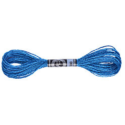 Dodger Blue 12-Ply Metallic Polyester Embroidery Floss, Glitter Cross Stitch Threads for Craft Needlework Hand Embroidery, Friendship Bracelets Braided String, Dodger Blue, 0.8mm, about 8m/skein