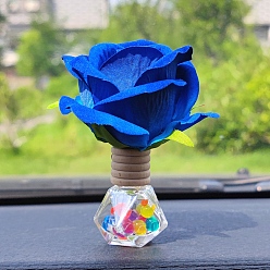 Синий Пластиковое украшение в виде розы, стеклянные флаконы для духов для украшения салона автомобиля на центральной консоли, синие, 70x100 мм