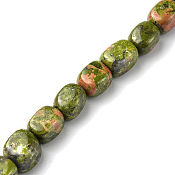 Unakite Natural Unakite Beads Strands, Cuboid, 8.5~11x7.5~9x7.5~9mm, Hole: 1.2mm, about 20pcs/strand, 7.72~8.74 inch(19.6~22.2cm)
