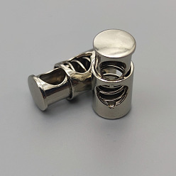 Platinum Alloy Upgraded Cord Locks Clip Ends, Single Hole Drawstring Stopper Fastener Buttons, Platinum, 1cm, Hole: 5mm