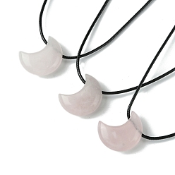 Розовый Кварц Естественно розового кварца кулон ожерелье, воском шнура, луна, 14.17~27.95 дюйм (36~71 см)