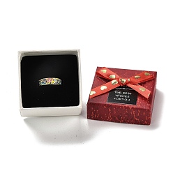 FireBrick Cardboard Ring Boxes, Jewelry Ring Gift Case with Sponge Inside, Square with Bowknot, FireBrick, 5.2x5.1x4.1cm