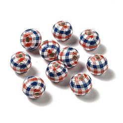 Rouge Thème de la fête de l'indépendance bois de schima perles européennes, Perles avec un grand trou   , ronde, rouge blanc bleu, 15.5x14mm, Trou: 4mm