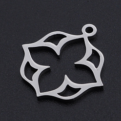 Stainless Steel Color 201 Stainless Steel Pendants, Laser Cut Pendants, Flower, Stainless Steel Color, 19.5x19x1mm, Hole: 1.5mm