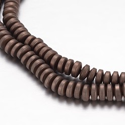 Coconut Brown Non-Magnetic Hematite Beads Strands, Matte, Heishi Beads, Flat Round/Disc, Coconut Brown, 5x2mm, Hole: 1mm, about 179pcs/strand, 15.7 inch