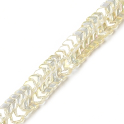Light Goldenrod Yellow Electroplate Transparent Glass Beads Strands, Full Rainbow Plated, Arrow, Light Goldenrod Yellow, 5x6x3.5mm, Hole: 0.8mm, about 190pcs/strand, 26.38 inch(67cm)