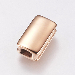Rose Gold 304 Stainless Steel Slide Charms, Rectangle, Rose Gold, 11x6.5x4mm, Hole: 3mm