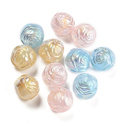 Mixed Color Opaque Acrylic Beads, Imitation Shell Effect, Flower, Mixed Color, 15x15.5x15.5mm, Hole: 3.8mm