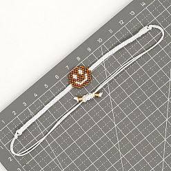 Белый Регулируемые браслеты из плетеного бисера Miyuki со светящимся лицом, белые, 11.02 дюйм (28 см)