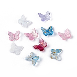 Mixed Color Transparent Glass Charms, Mixed Style, Butterfly, Mixed Color, 9.5x11x3mm, Hole: 0.8mm