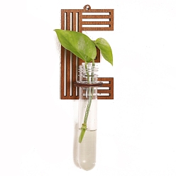 Letter E Plant Propagation Station with Wood Stand, Plant Terrarium for Hydroponics Home Hanging Decor, Letter E, 180x180x30mm