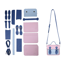 Pearl Pink DIY Knitting Crochet Bag Making Kit, Including Cowhide Leather Bag Accessories, Pearl Pink, 6.5x18.5x14.5cm