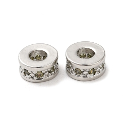 Шампанско-Желтый Латунные шарики циркония кубической, долговечный, без свинца и без кадмия, платина, колонка, шампанское желтый, 6x3 мм, отверстие : 2.5 мм