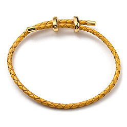 Goldenrod Leather Braided Cord Bracelets, Adjustable Bracelet, Goldenrod, Inner Diameter: 5/8~2-7/8 inch(1.5~7.3cm)