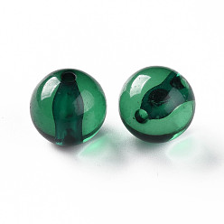 Green Transparent Acrylic Beads, Round, Green, 16x15mm, Hole: 2.8mm, about 220pcs/500g