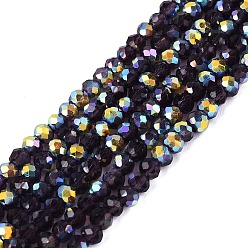 Индиго Нити из прозрачных стеклянных бусин-ронделей с цветным покрытием ab, граненые, индиговые, 2.5x2 мм, отверстие : 0.5~0.9 мм, около 148~159 шт / нитка, 11.42~13.19'' (29~33.5 см)